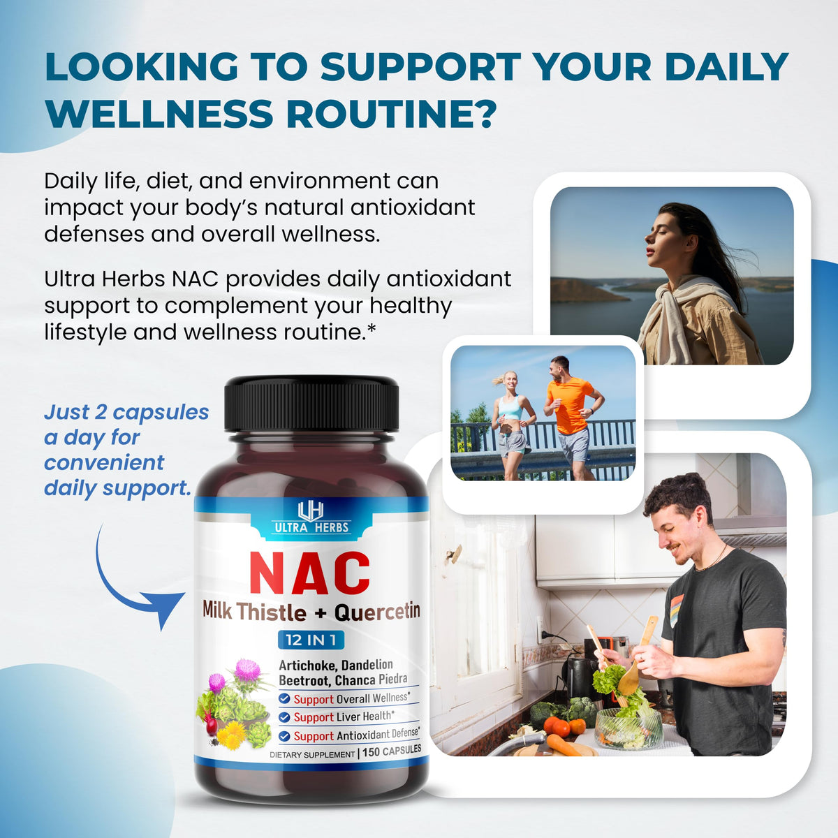 ULTRA HERBS NAC 600 mg capsules avec étiquette visible