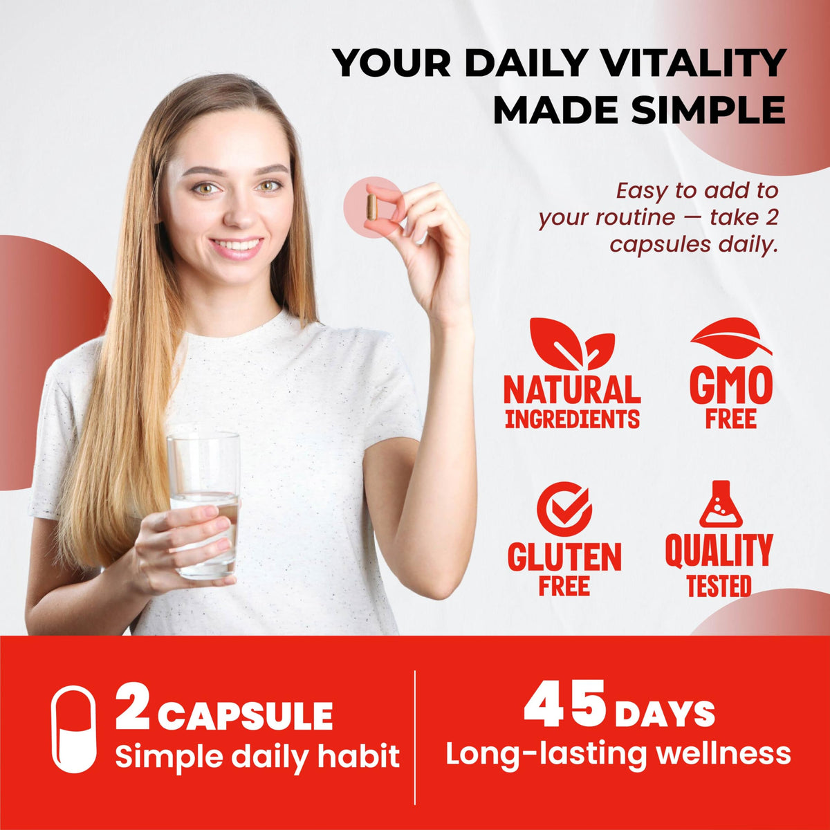 ULTRA HERBS Riz Rouge CoQ10 capsules sur fond blanc