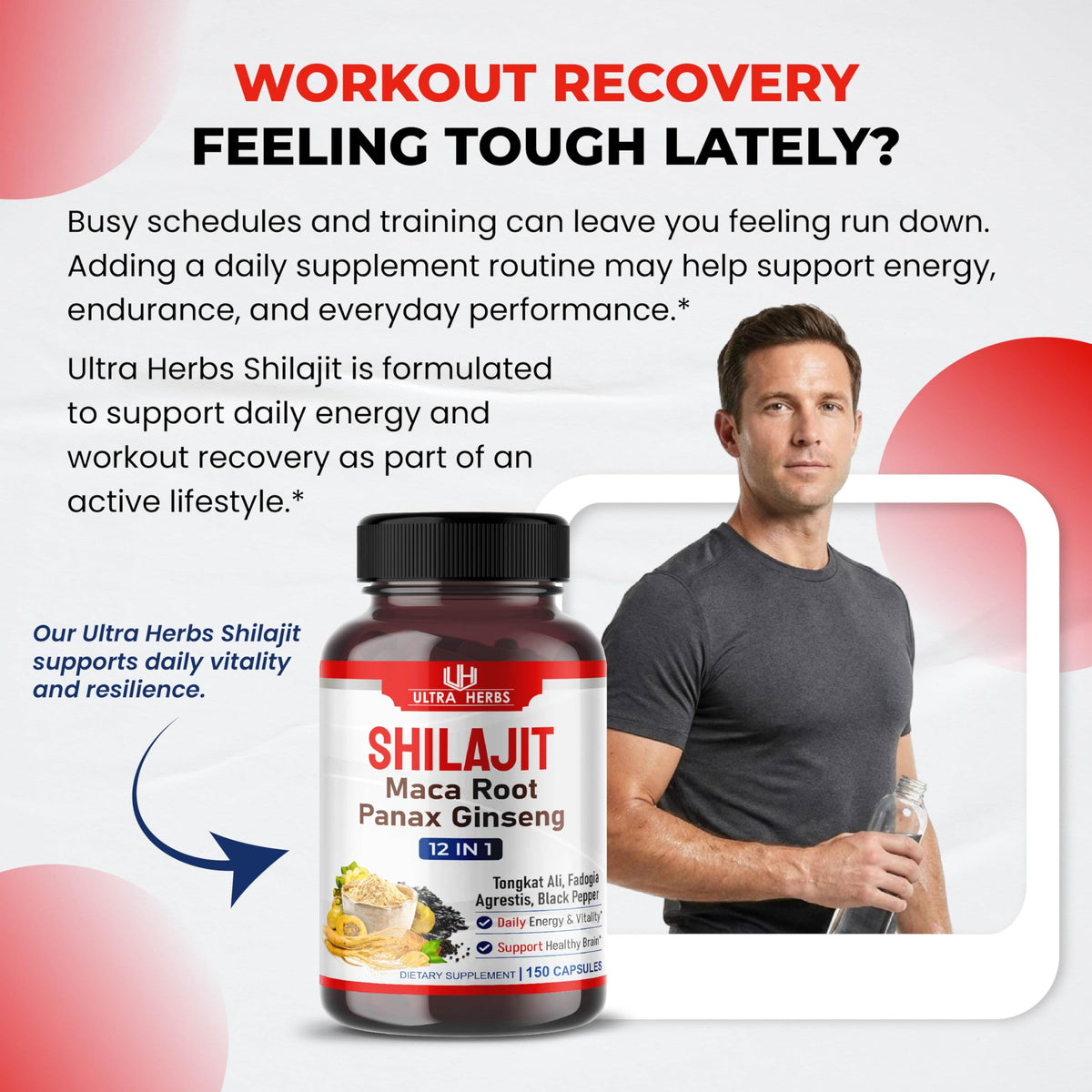 ULTRA HERBS Shilajit Pur Himalayen capsules avec étiquette