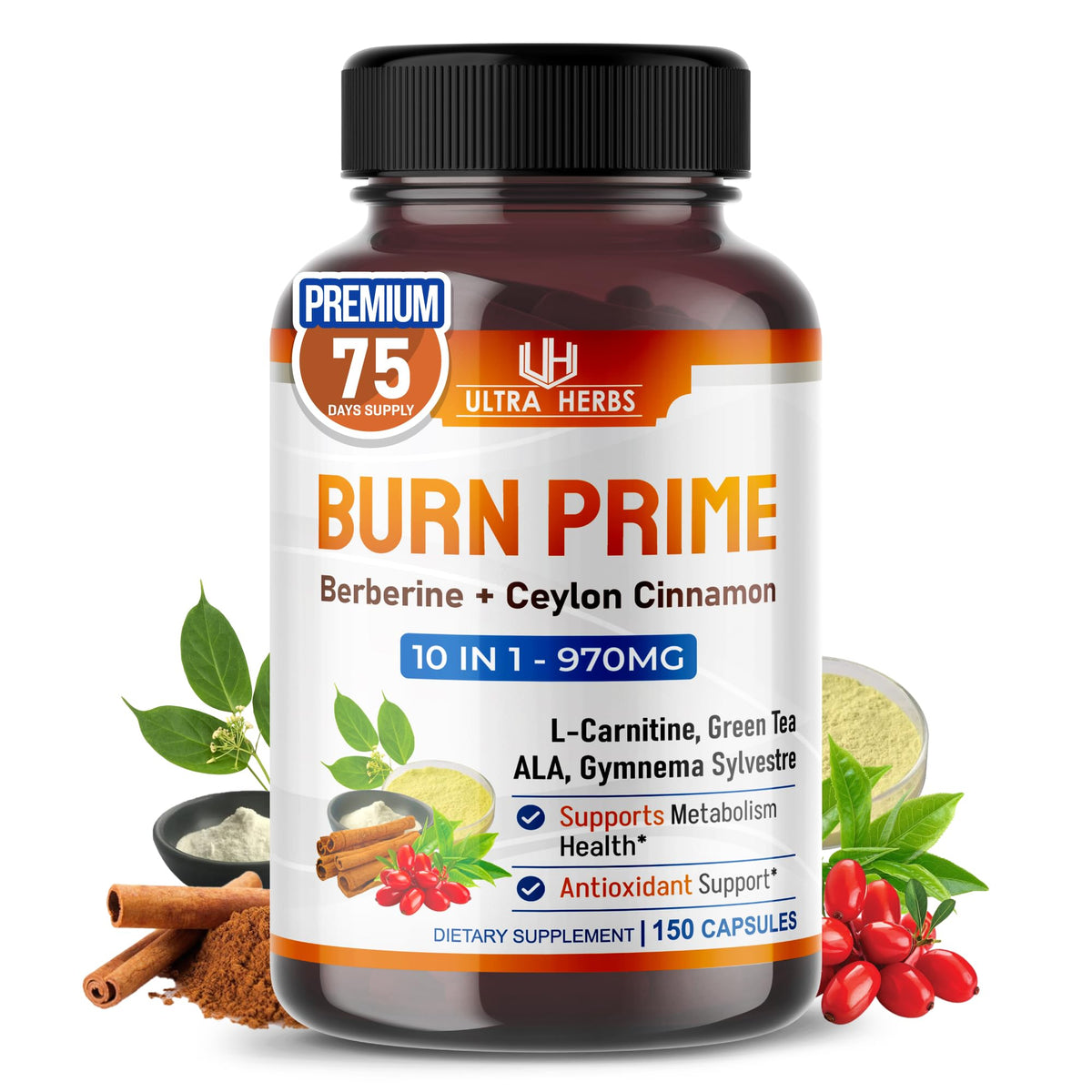 ULTRA HERBS Ultra Burn 1730 mg 150 capsules vue de face