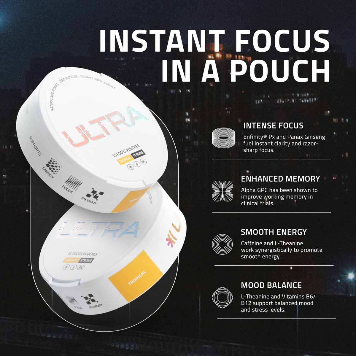 Ultra Pouches Tropical canette ouverte montrant le produit