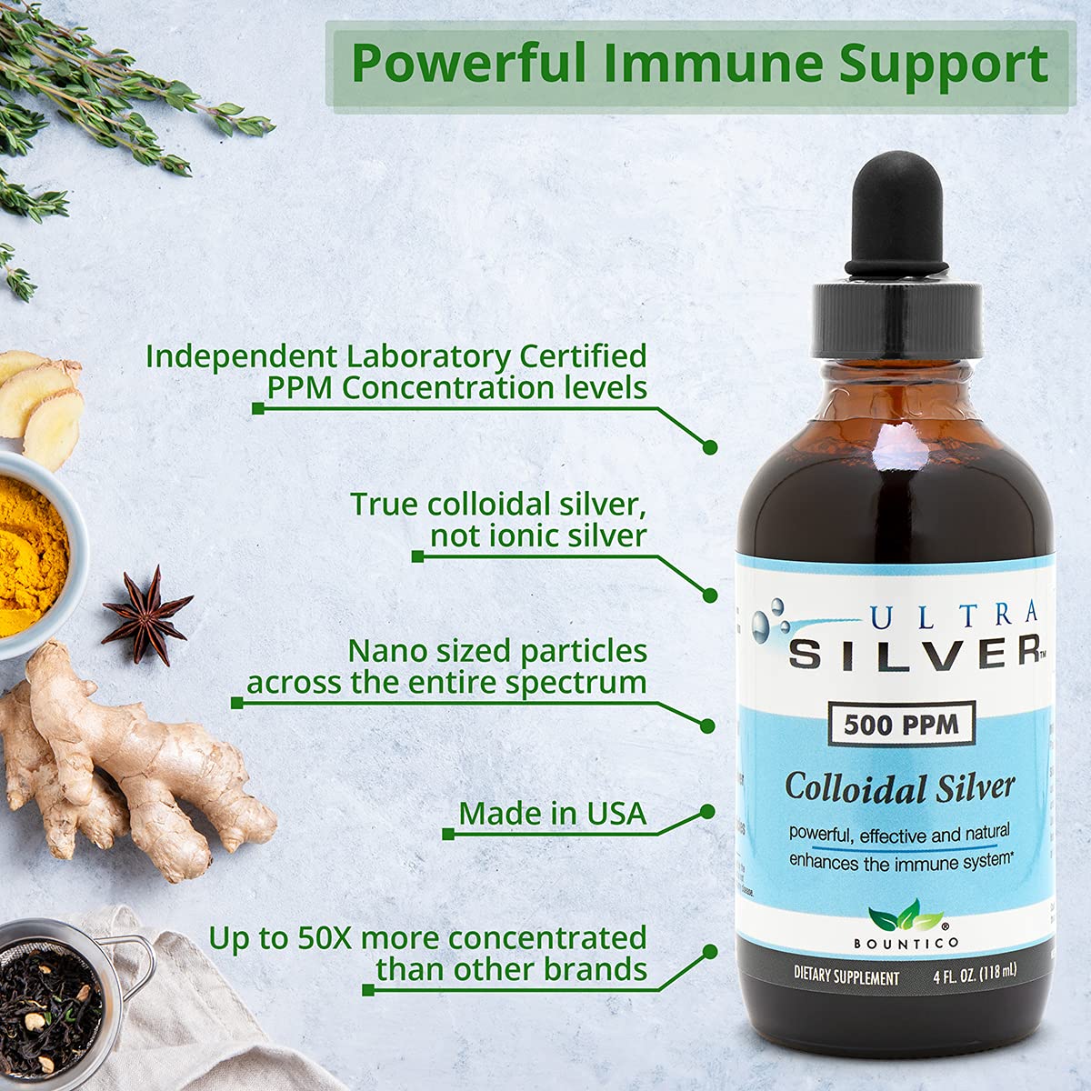 Ultra Silver Colloidal Silver 500 PPM échantillon de couleur
