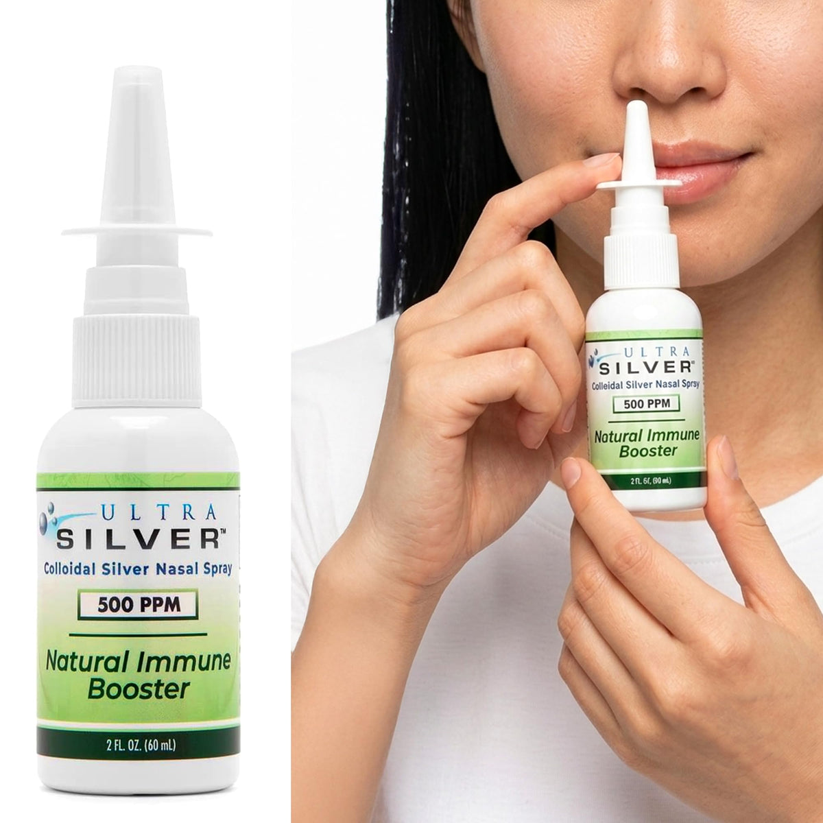 Ultra Silver spray nasal colloïdal 500 PPM avec brume visible