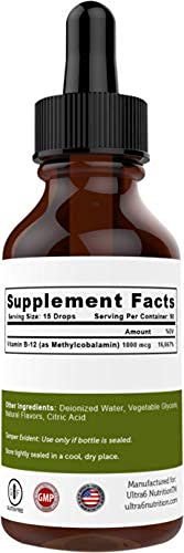 Ultra6 Nutrition B12 liquide étiquette et dosage