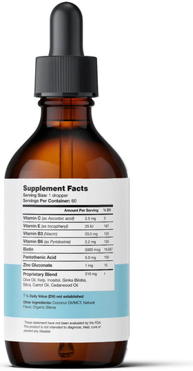 Ultra6 Nutrition Biotine Liquide 5000 mcg avec ingrédients visibles
