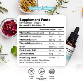 Ultra6 Nutrition Biotine Liquide 5000 mcg étiquette détaillée