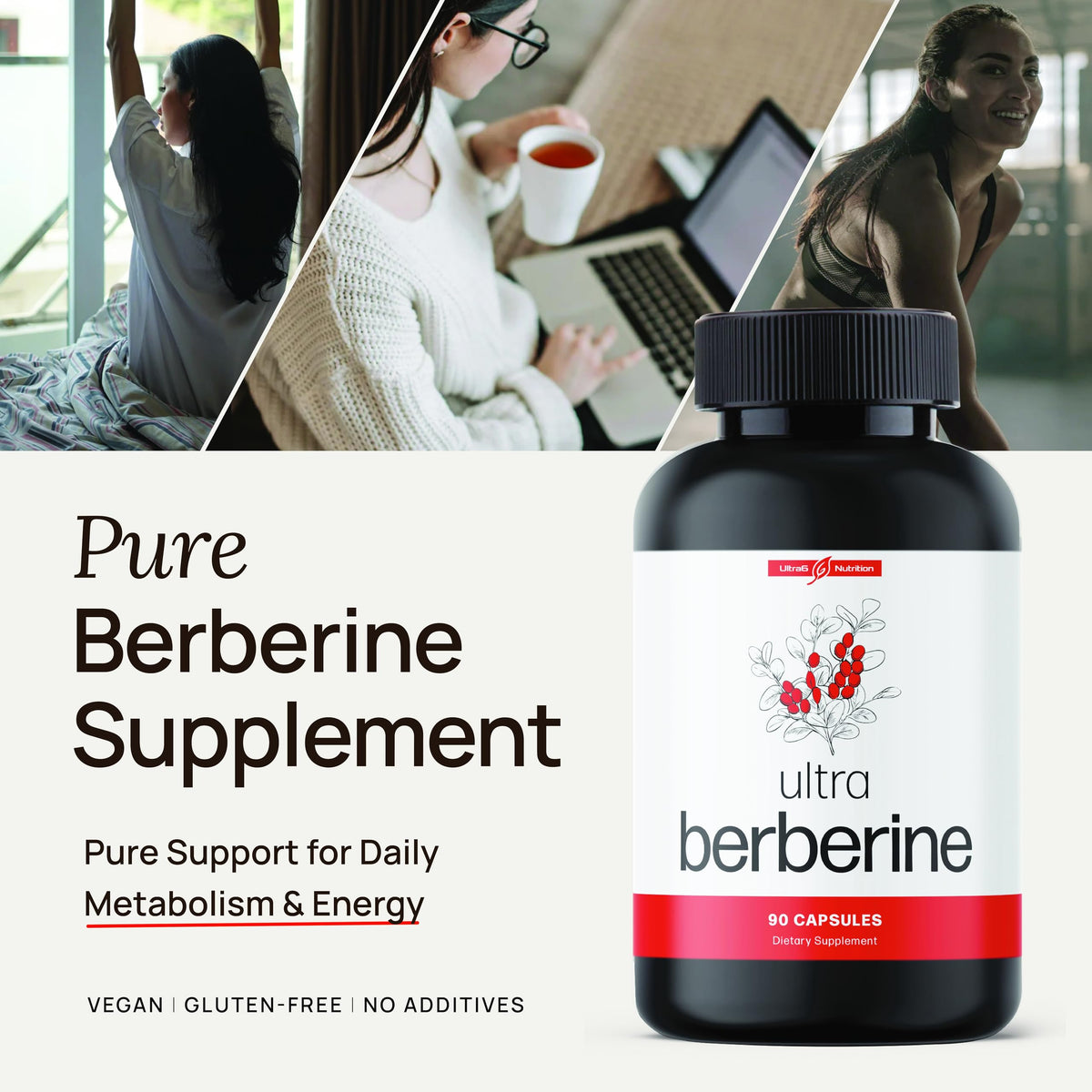 Ultra6 Nutrition Complément de Berbérine 600mg - Capsules montrant la taille