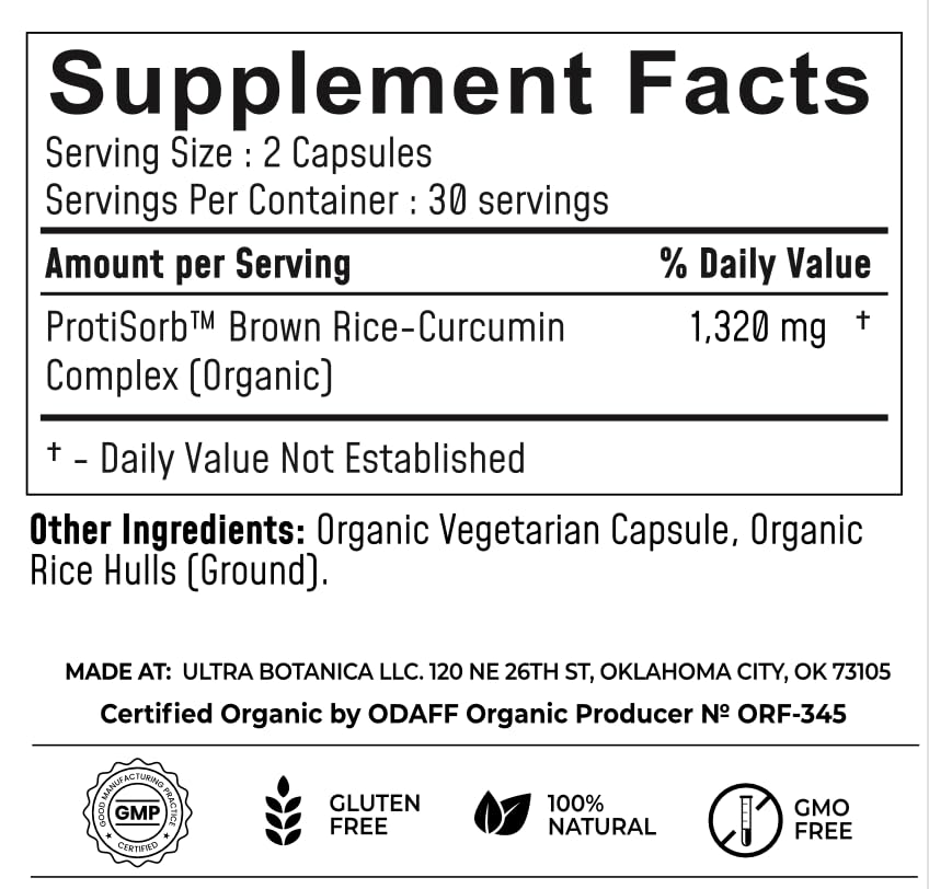 UltraCur Curcuma Bio étiquette informative avec spécifications