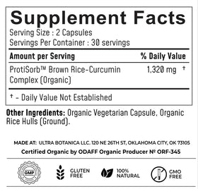 UltraCur Curcuma Bio étiquette informative avec spécifications