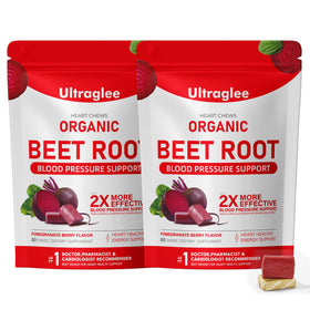 Ultraglee Beetsroot Heart Chews 60 gommes packaging front view