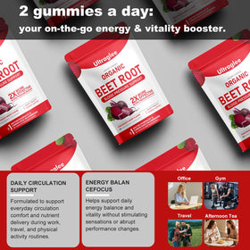Ultraglee Beetsroot Heart Chews showing individual packaging