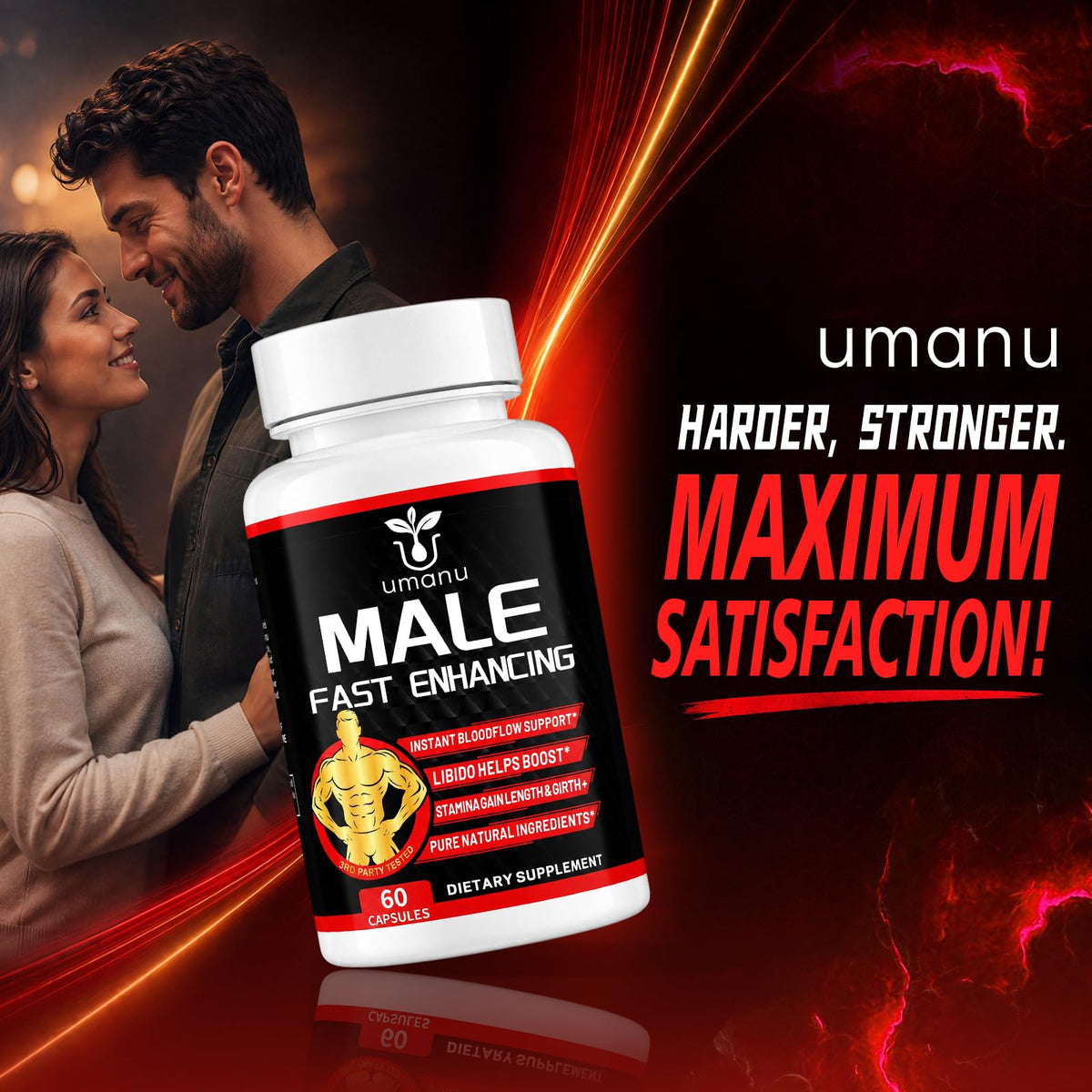 Umanu Complément Alimentaire Masculin 59g ouvert avec capsules visibles