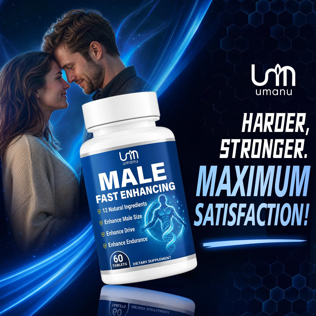 Umanu complément alimentaire masculin, gélules sur une table