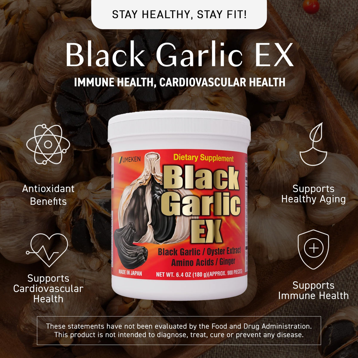 Umeken Black Garlic EX 180g bouteille vue arrière