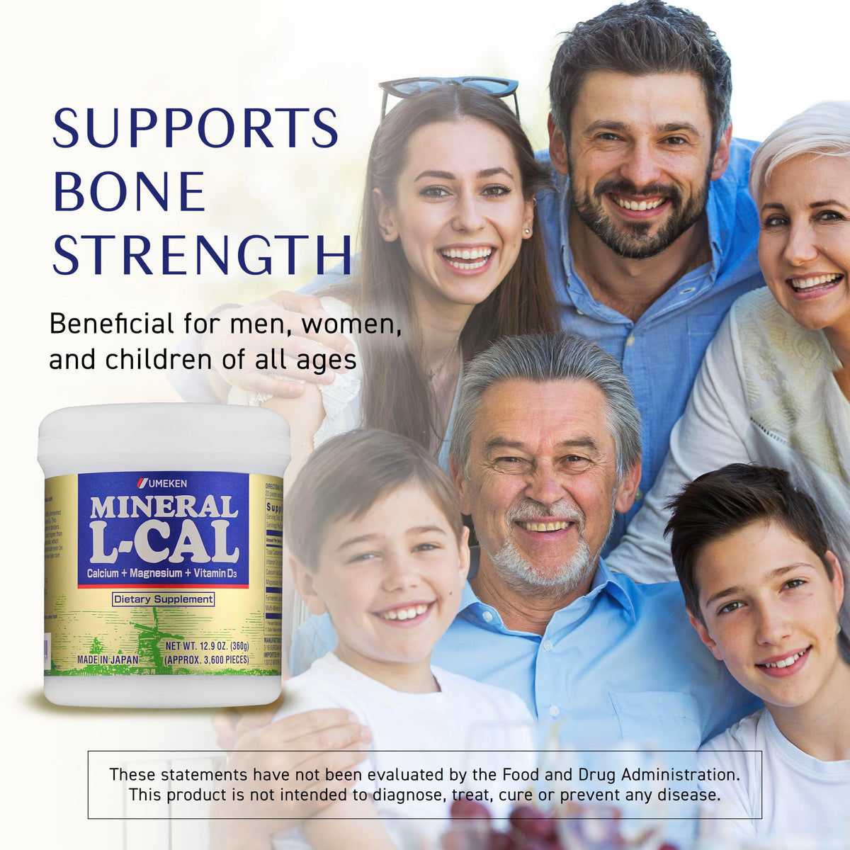 Umeken L-Cal Calcium 360g étiquette avec ingrédients