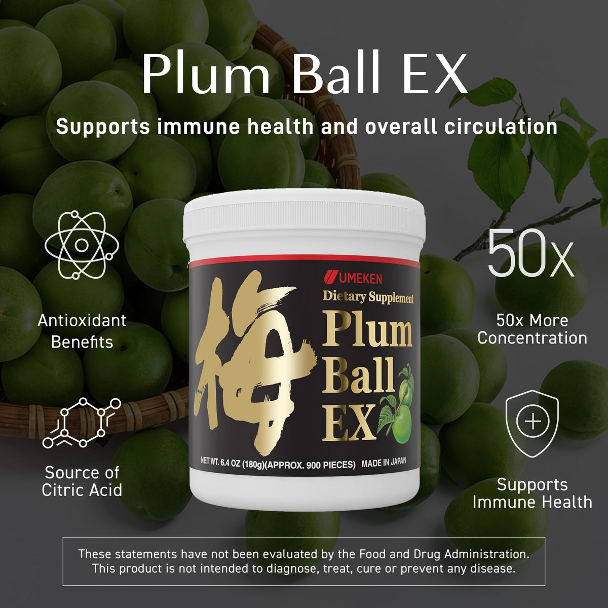 Umeken Plum Ball EX 180g bouteille vue de dos