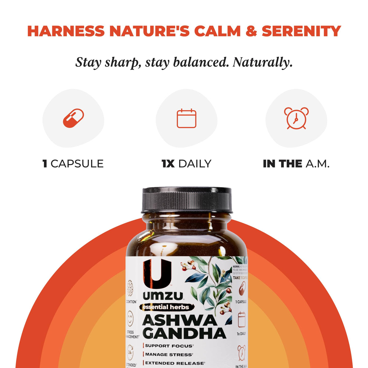 UMZU Ashwagandha, boîte ouverte avec capsules visibles