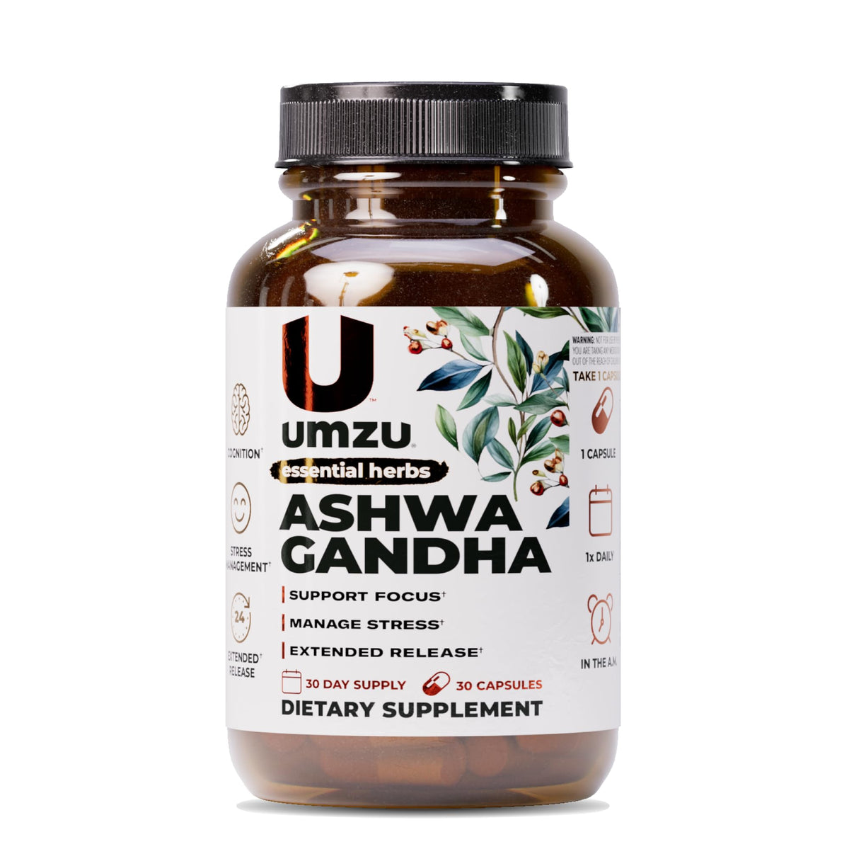 UMZU Ashwagandha complément alimentaire en capsules, vue avant