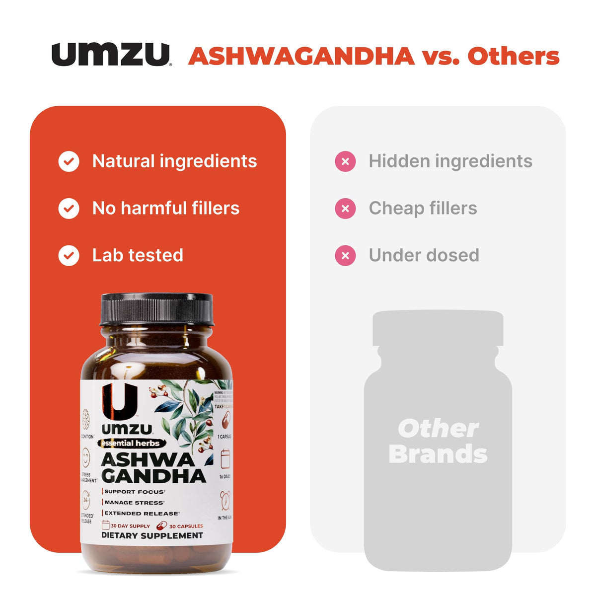 UMZU Ashwagandha, emballage sur fond neutre