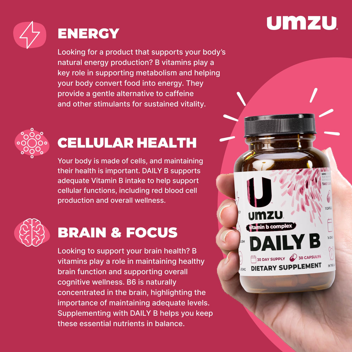 UMZU Complexe de Vitamines B 30 jours arrière emballage