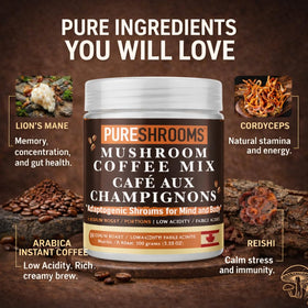 Un bol avec Café Instantané PureShrooms préparé