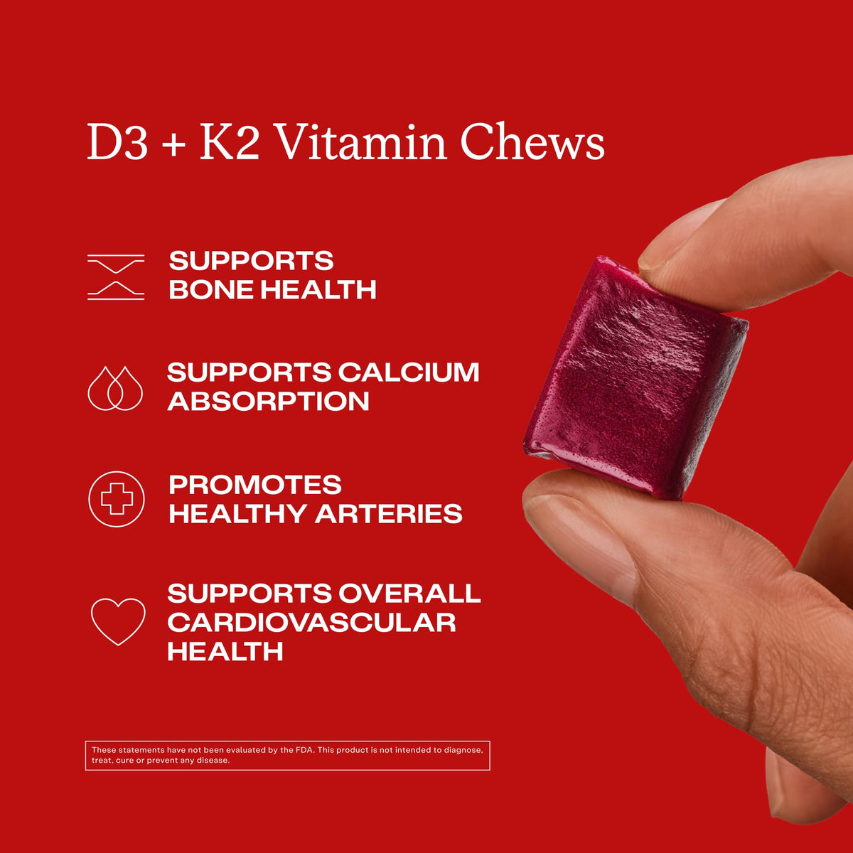 Un chew HumanN Vitamine D3 + K2 en saveur baies mélangées