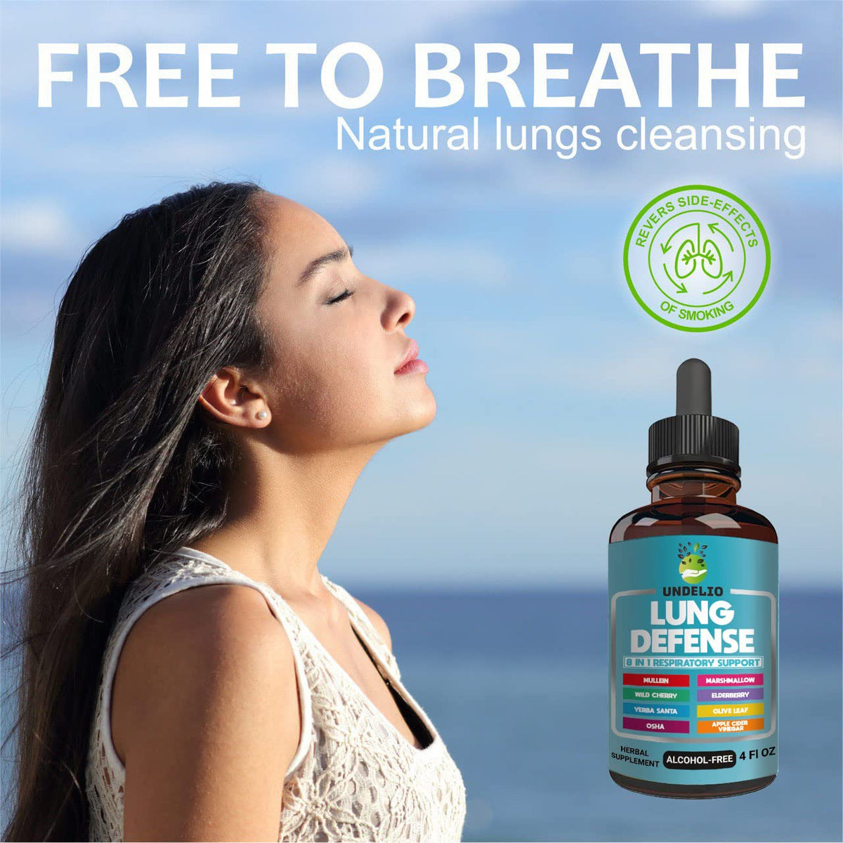 Undelio LUNG DEFENSE Complément Alimentaire 120 ml sur une table en bois
