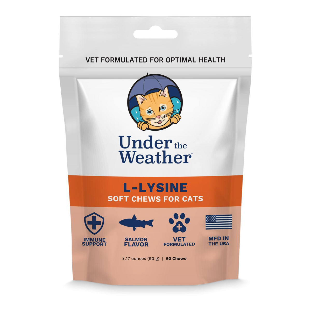 Under the Weather L-Lysine pour Chats 60 chews au saumon