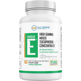 UNIQUE E Vitamine E Mélangée, flacon ouvert avec gélules