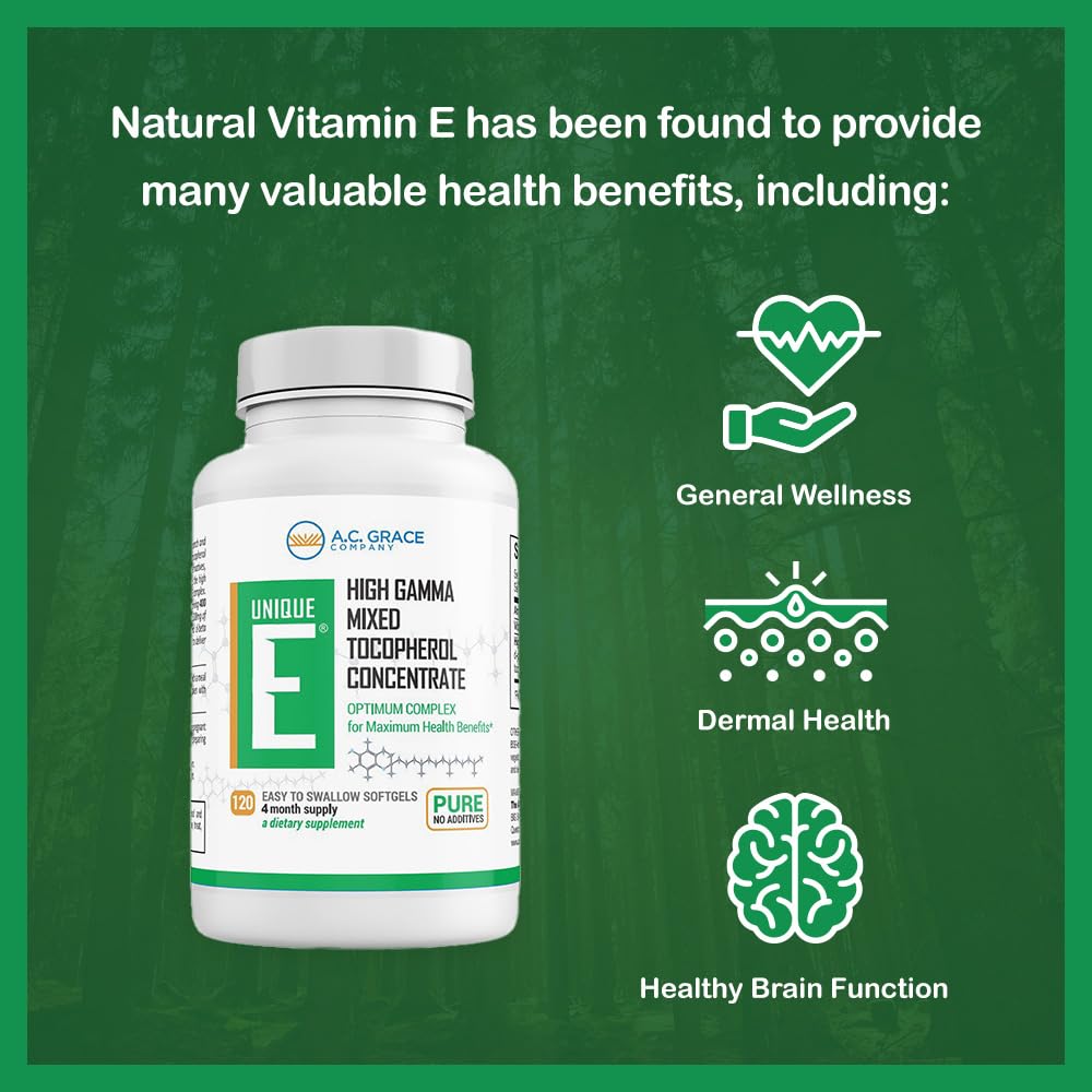 UNIQUE E Vitamine E Mélangée, gélules dans une main