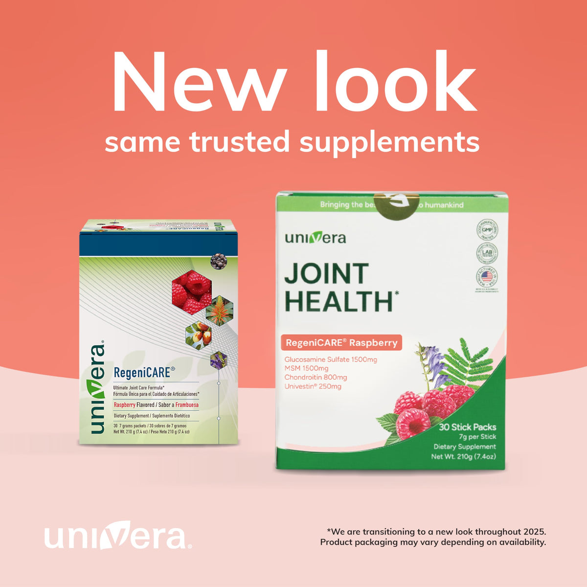 Univera Glucosamine Chondroitin MSM poudre stick pack ouvert