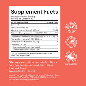 Univera Glucosamine Chondroitin MSM stick pack en vue de près