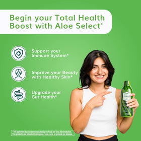 Univera Jus d'Aloe Vera Bio 1L, présentation sur une table