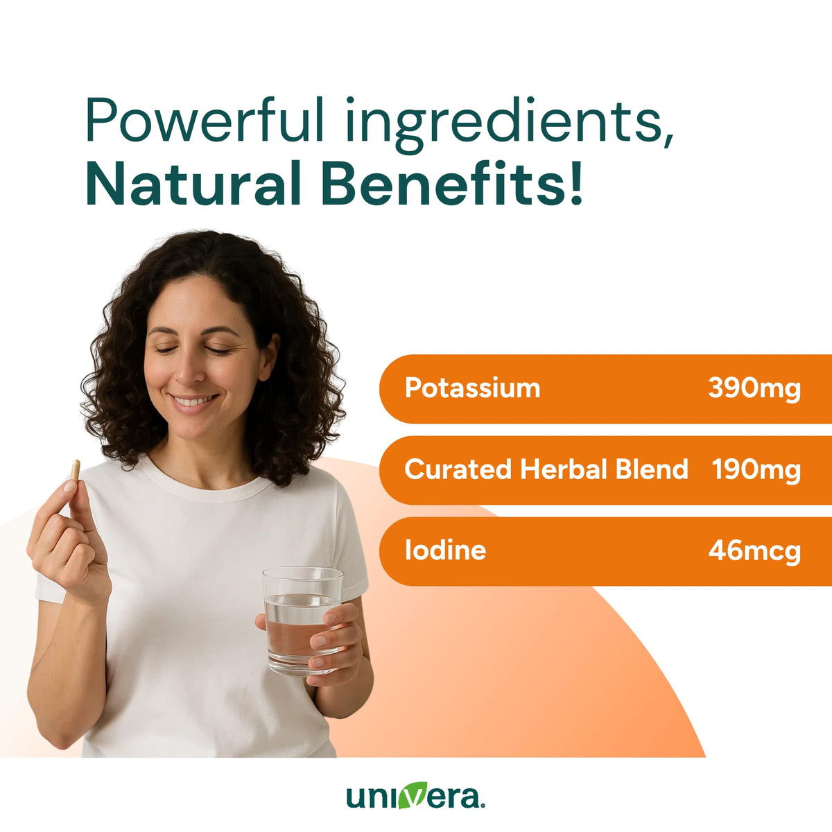 Univera km KAPS Potassium capsules sur fond blanc