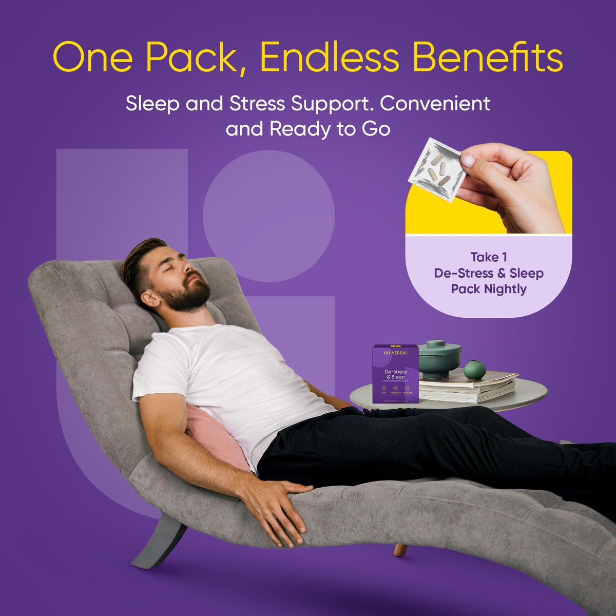 Universal U De-Stress & Sommeil avec un verre d'eau