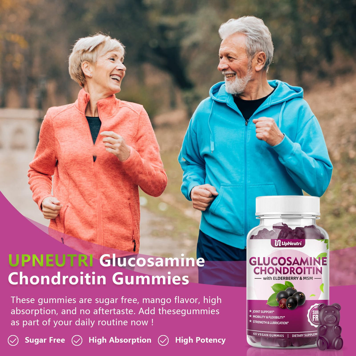 UPNEUTRI Gummies Glucosamine Chondroitine 1500mg gummies dans une main