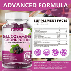 UPNEUTRI Gummies Glucosamine Chondroitine 1500mg gummies en gros plan