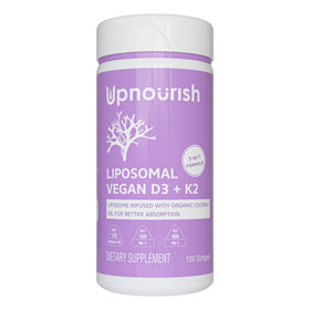 UpNourish Complément Alimentaire Vegan D3 K2 5000 IU 150 Gélules - Vue de face