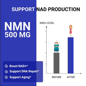 UpNourish NMN 500mg sur une table avec d'autres suppléments