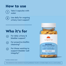 Uqora Defend 60 capsules sur une table avec une ambiance naturelle