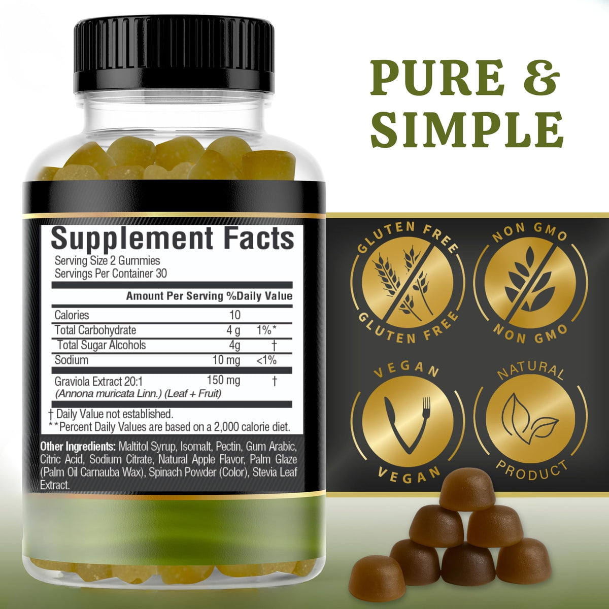UR Treasure Nutrition Gummies Graviola Soursop 3000mg gummies with fresh Graviola fruit