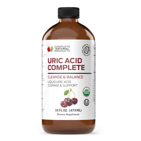 Uric Acid Complete 473 ml devant avec étiquette de cerise aigre