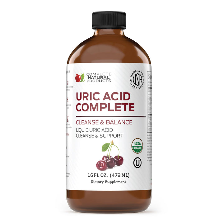 Uric Acid Complete 473 ml devant avec étiquette de cerise aigre