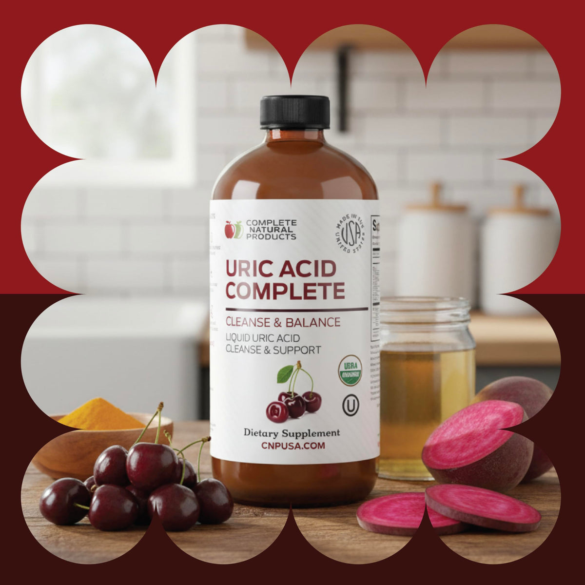 Uric Acid Complete Liquid 354g arrière avec ingrédients