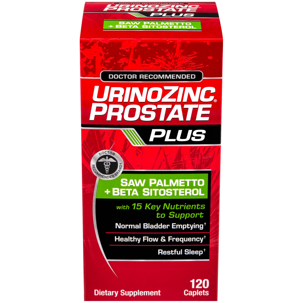 Urinozinc Prostate Plus 120 gélules, vue avant du flacon