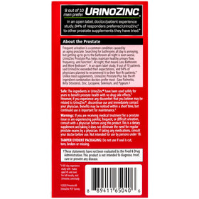Urinozinc Prostate Plus, gélules sur fond blanc