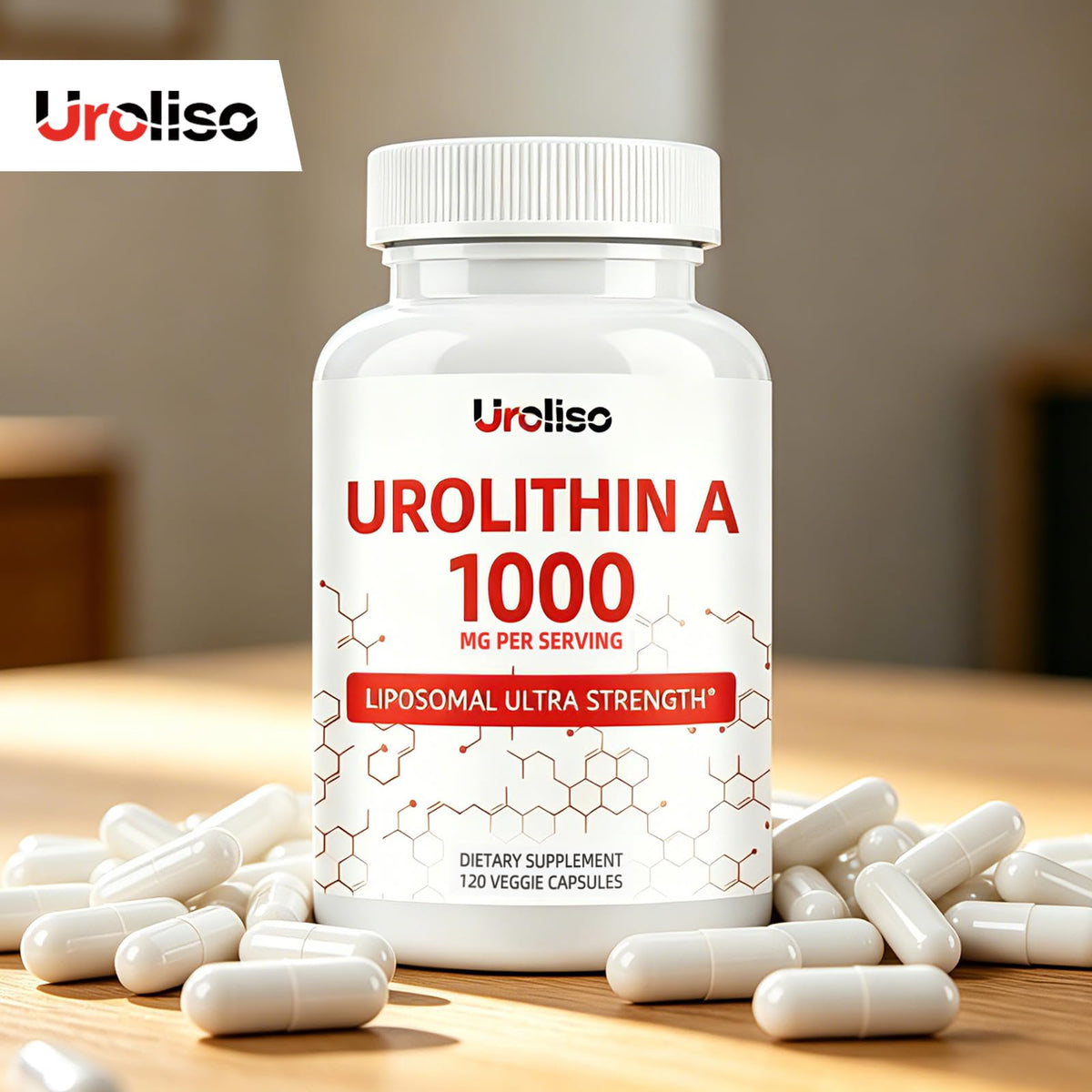 Urolithin A 1000mg Uroliso capsules lifestyle setting
