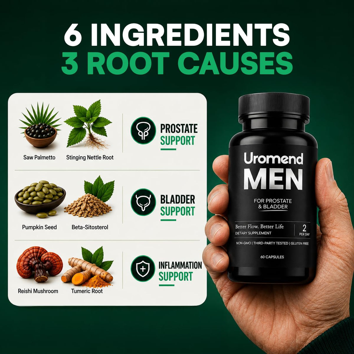Uromend Complément Alimentaire Prostate 60 Capsules sur fond blanc