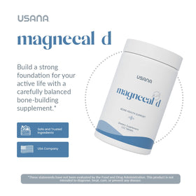 USANA MagneCal D comprimés sur un fond blanc
