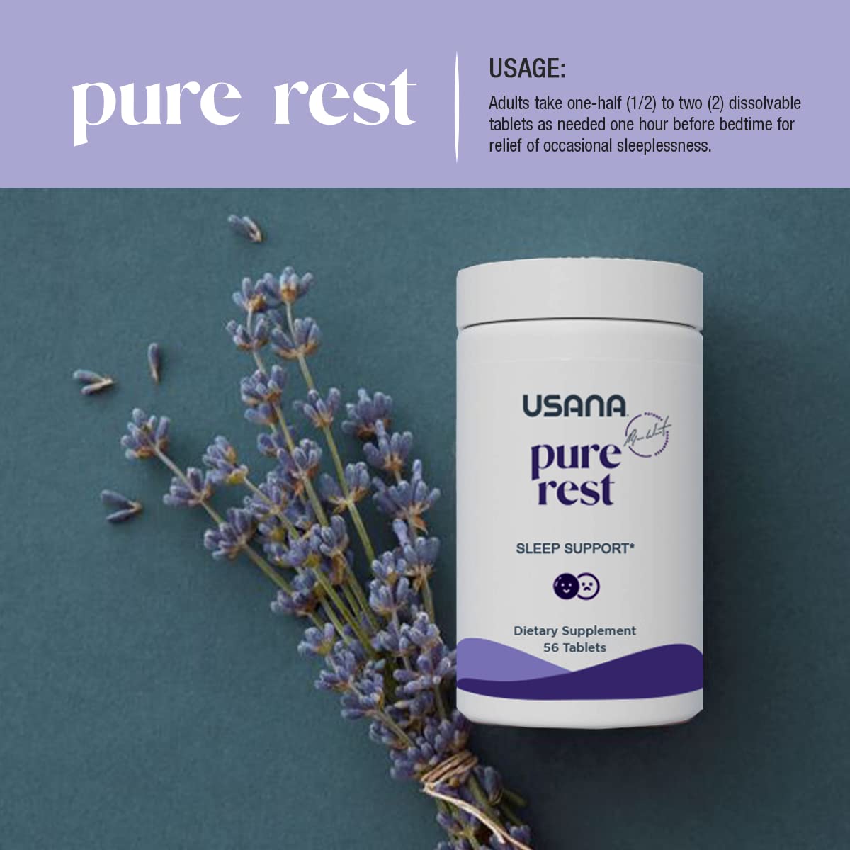 USANA Pure Rest Mélatonine, comprimés dans une main pour démonstration
